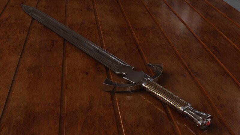 Sword on Wooden Surface