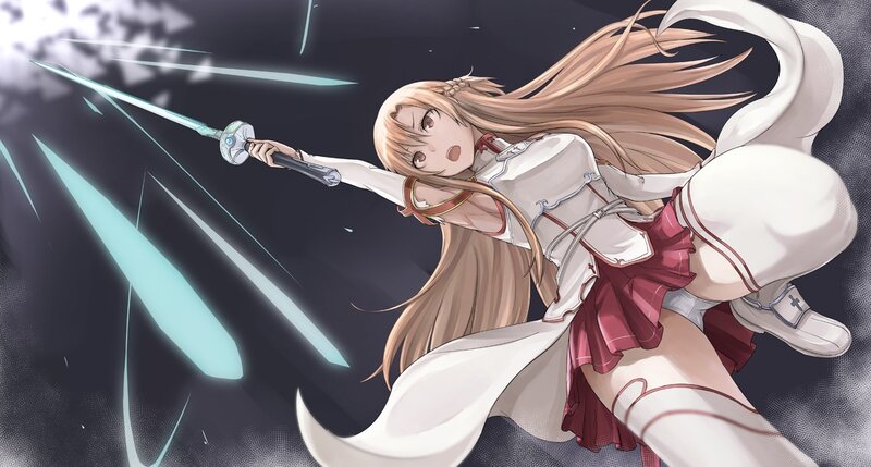 sword-wielding anime girl in action