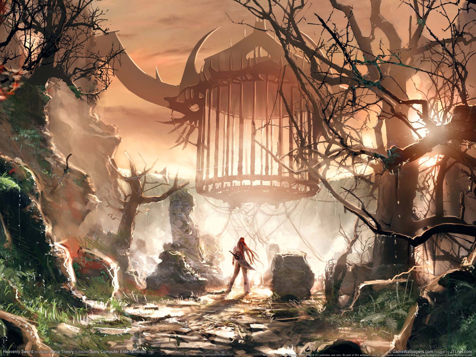 Sword-wielding warrior in a forest