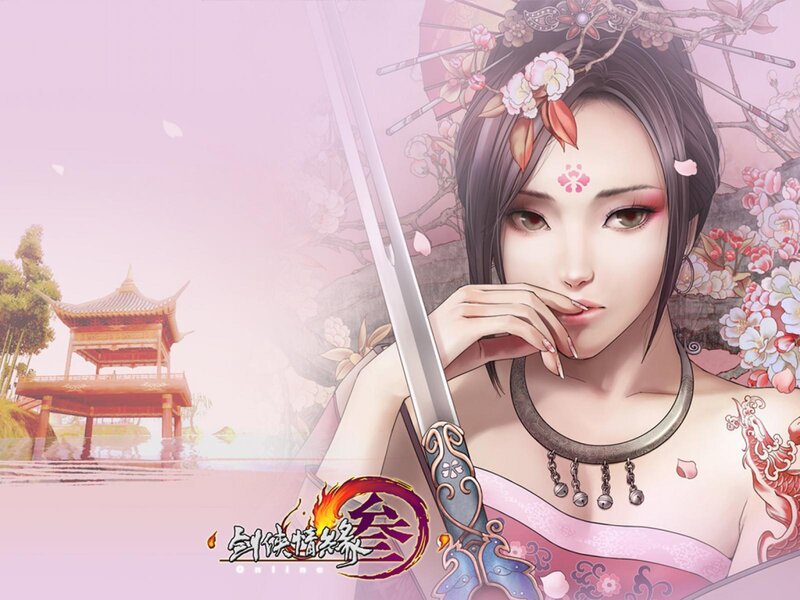 sword-wielding woman in pink
