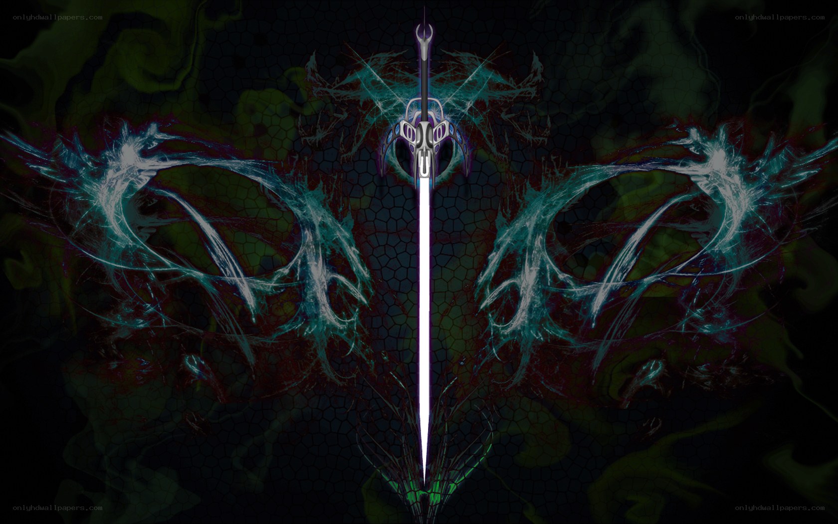 Sword with glowing energy wings