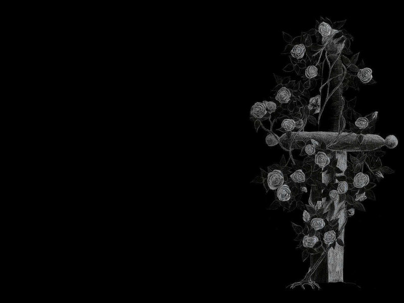 sword with roses drawing