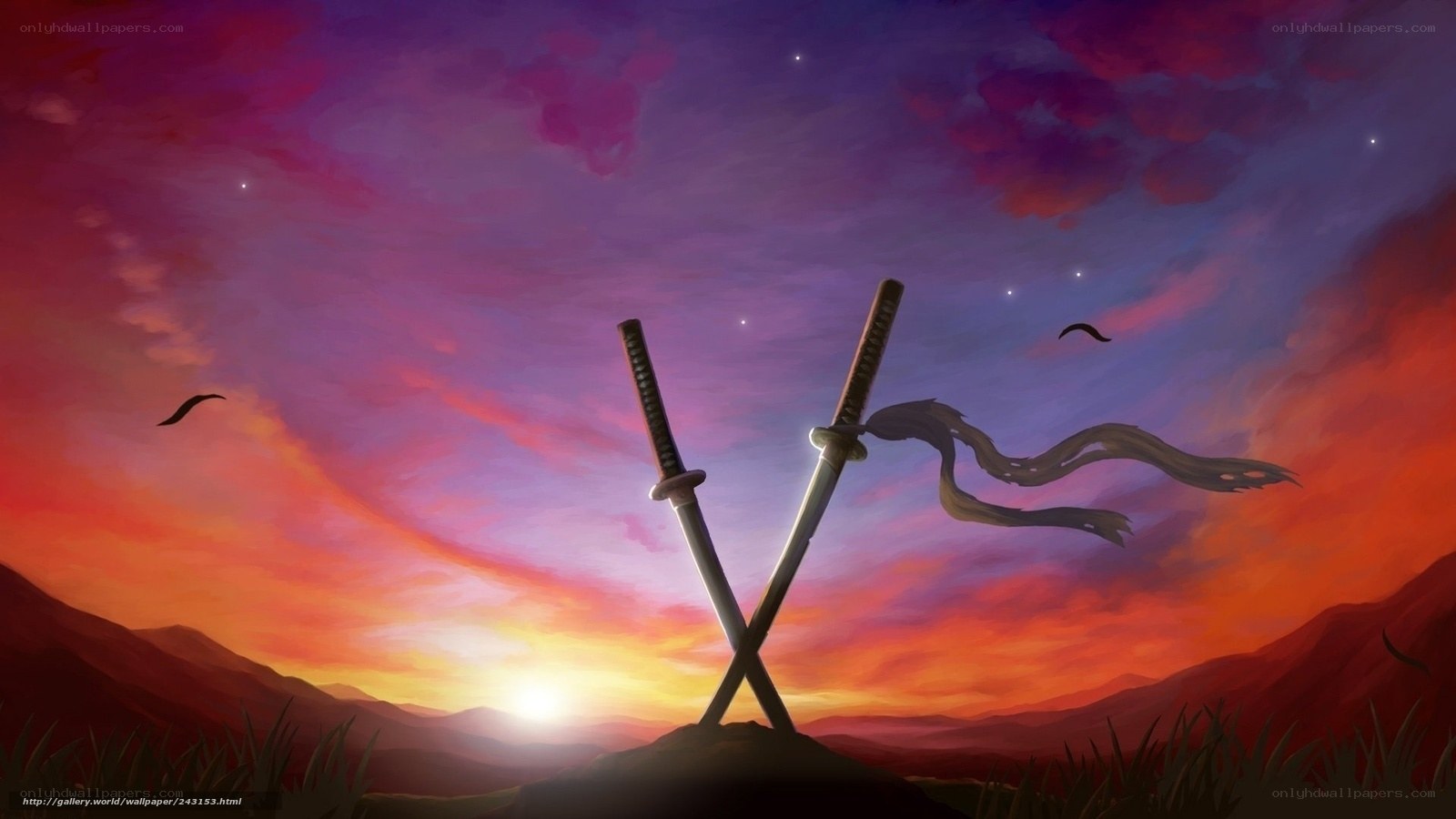 Swords at sunset