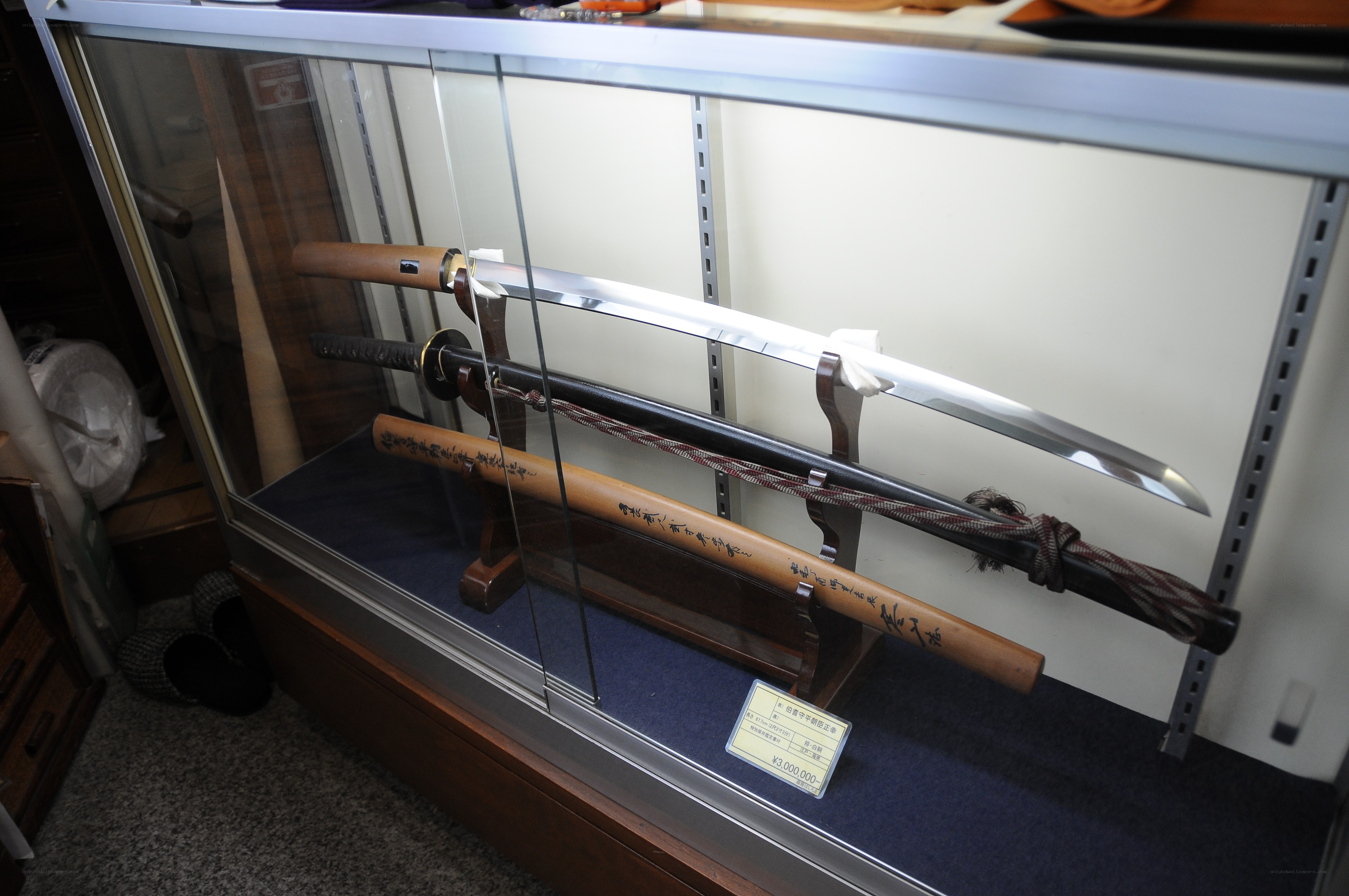 swords in display case