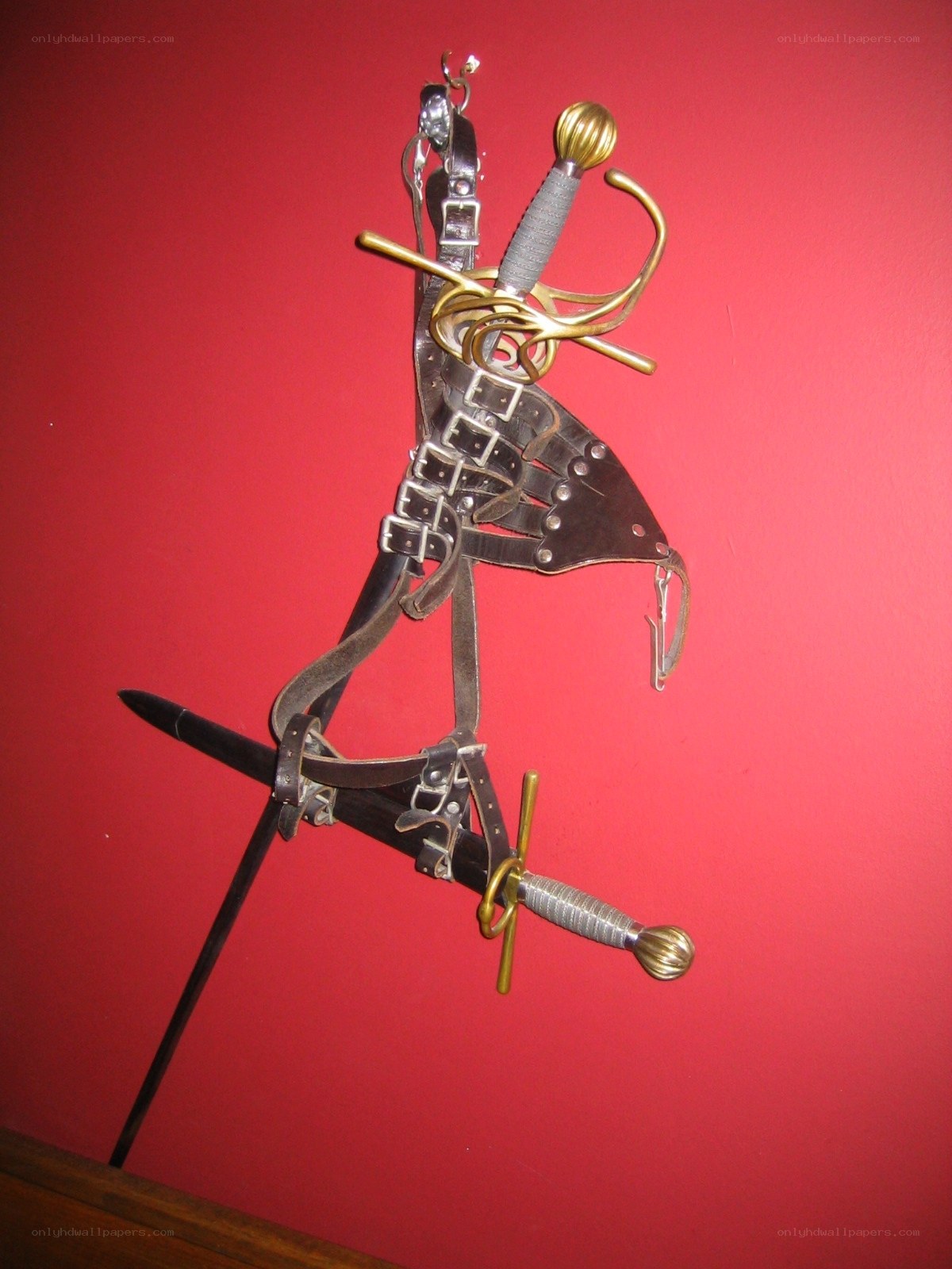 swords in leather harness