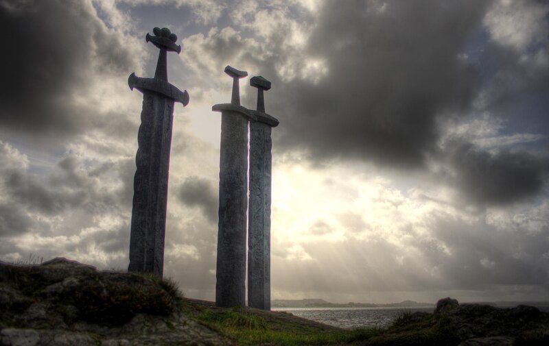 Swords monument by the sea