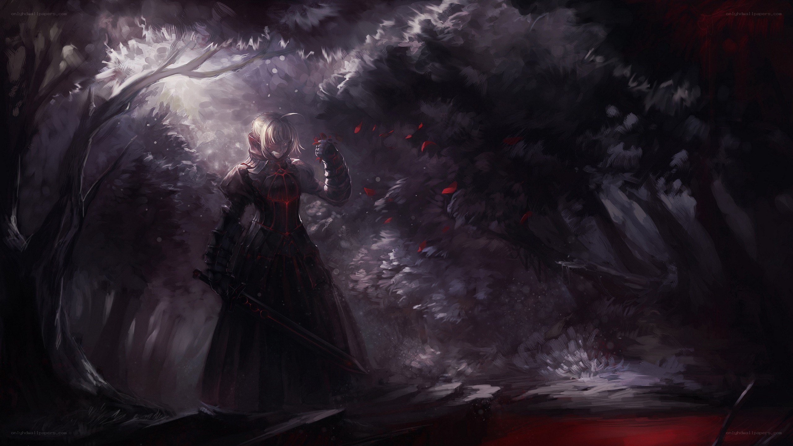 swordsman in a dark forest