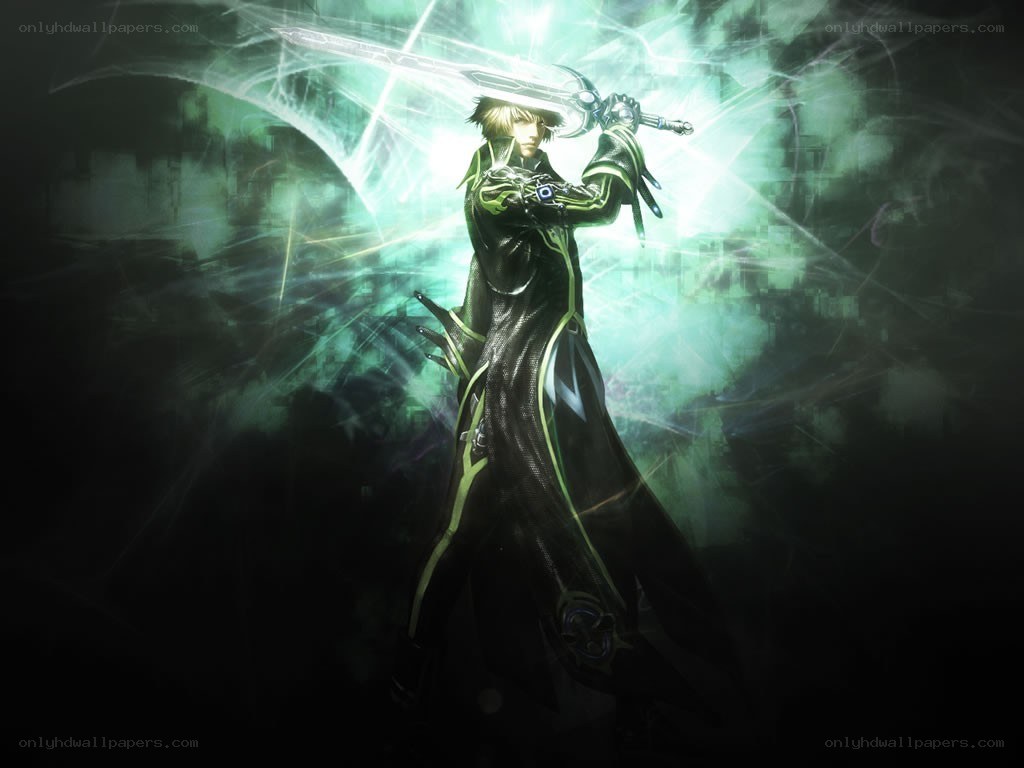 swordsman with glowing blade