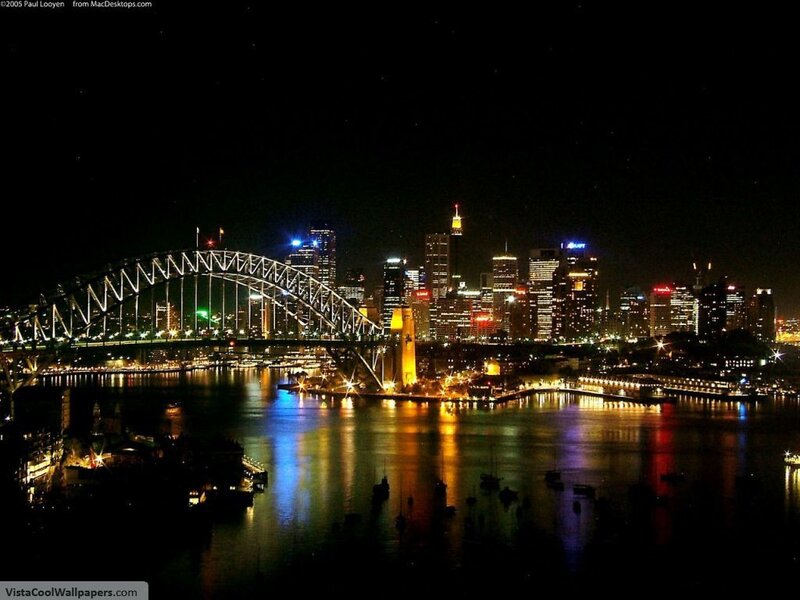 Sydney at night with Harbour Bridge