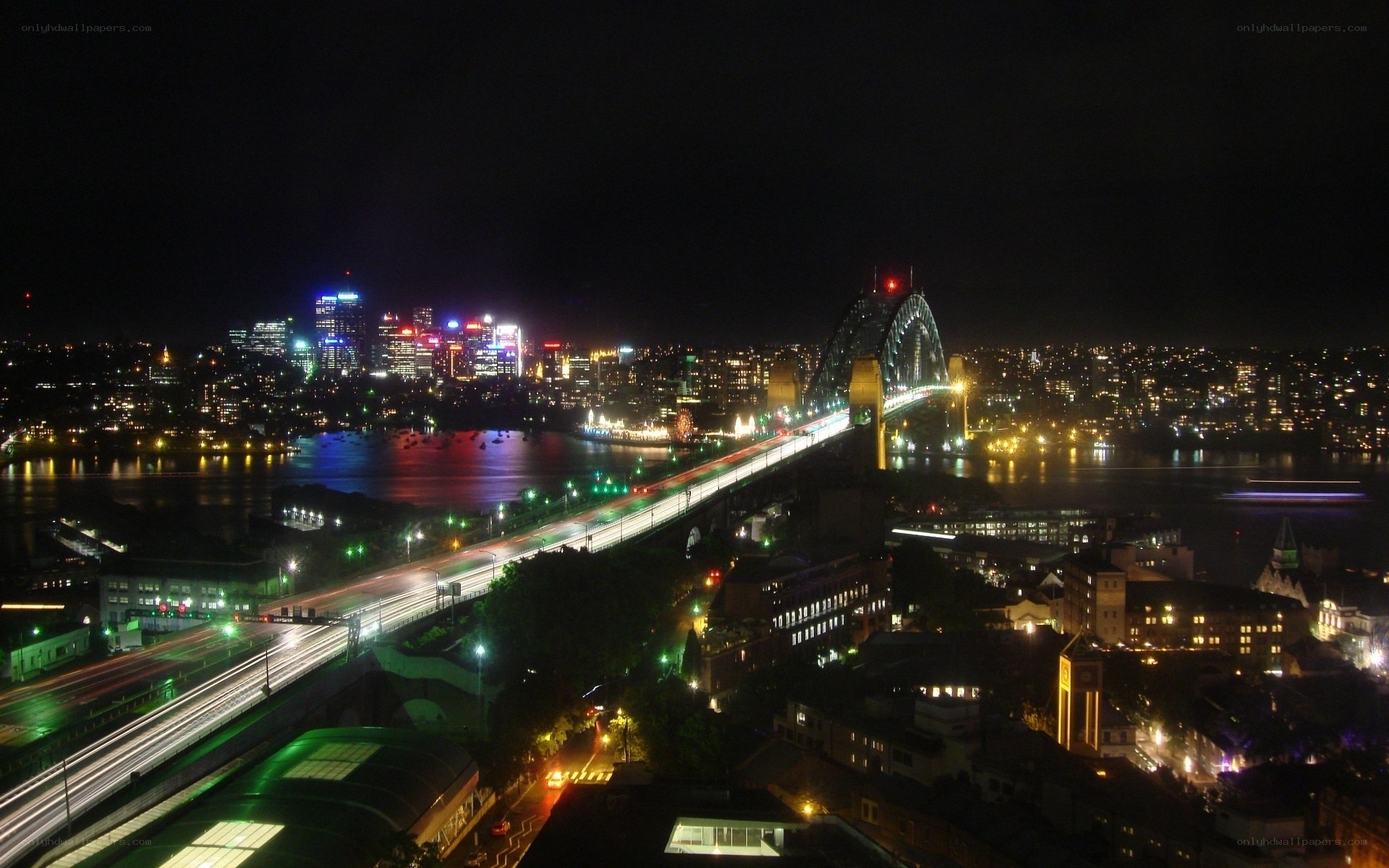 Sydney at night with Harbour Bridge