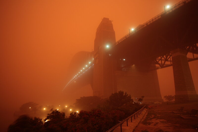 Sydney Bridge in smoke