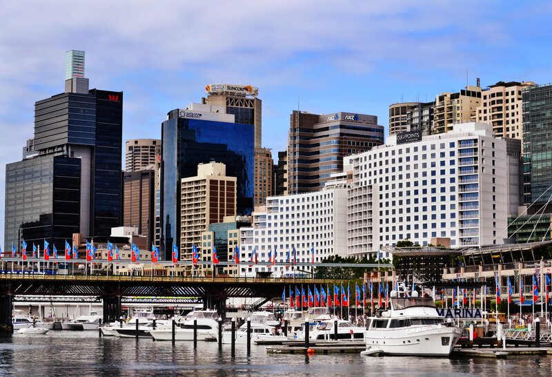 Sydney city skyline and marina