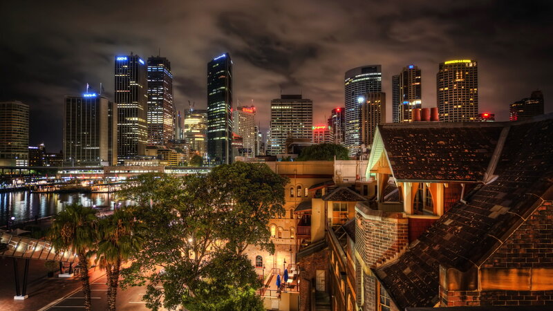 Sydney City Skyline — Black, Dramatic, Night