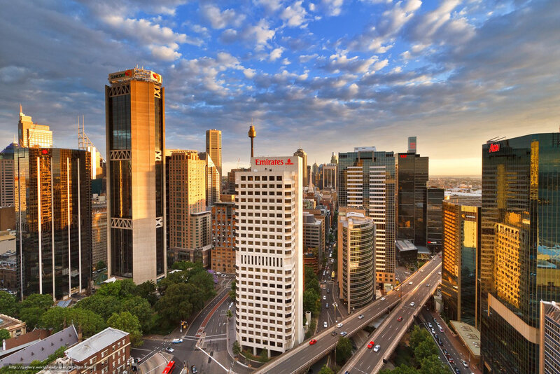 Sydney City Skyline — Blue, Dramatic, Sunset, Photograph
