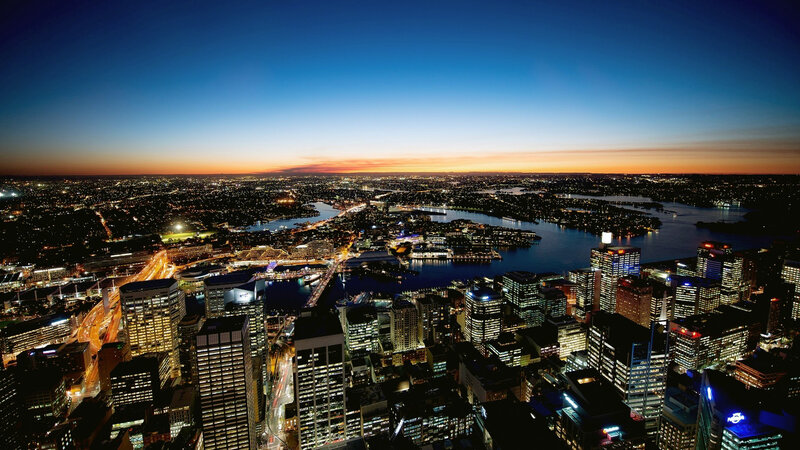 Sydney City Skyline — Blue, Dramatic, Sunset
