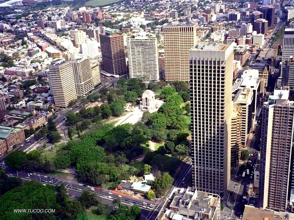 Sydney cityscape with park