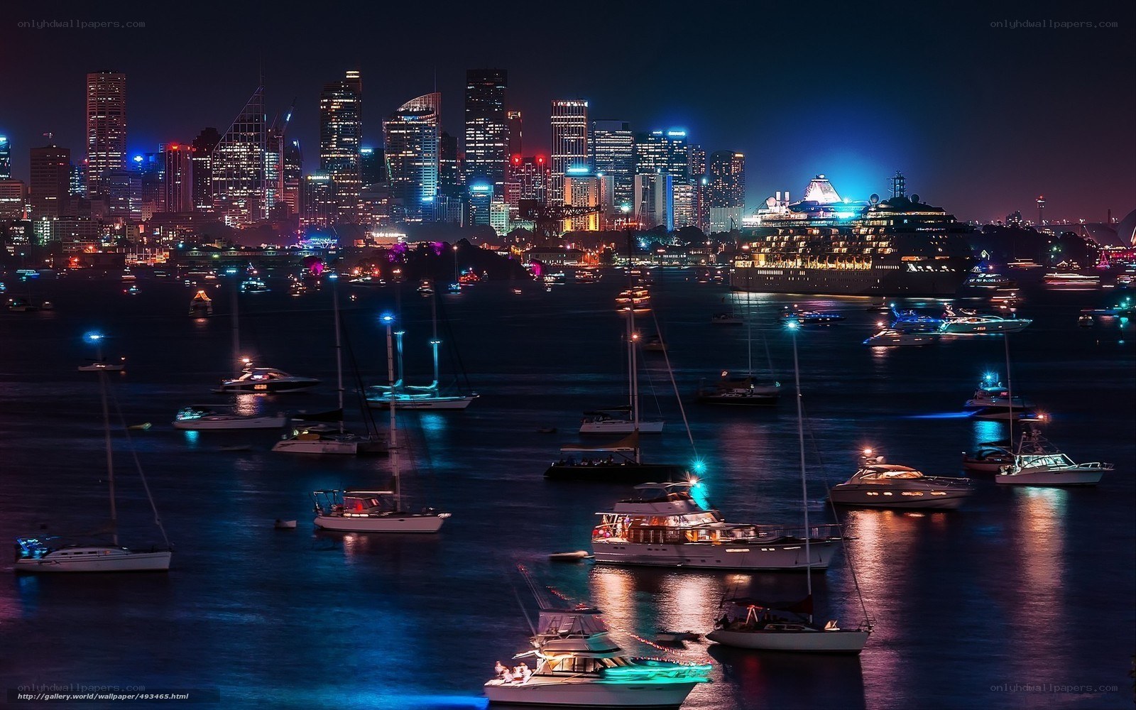 Sydney harbor at night