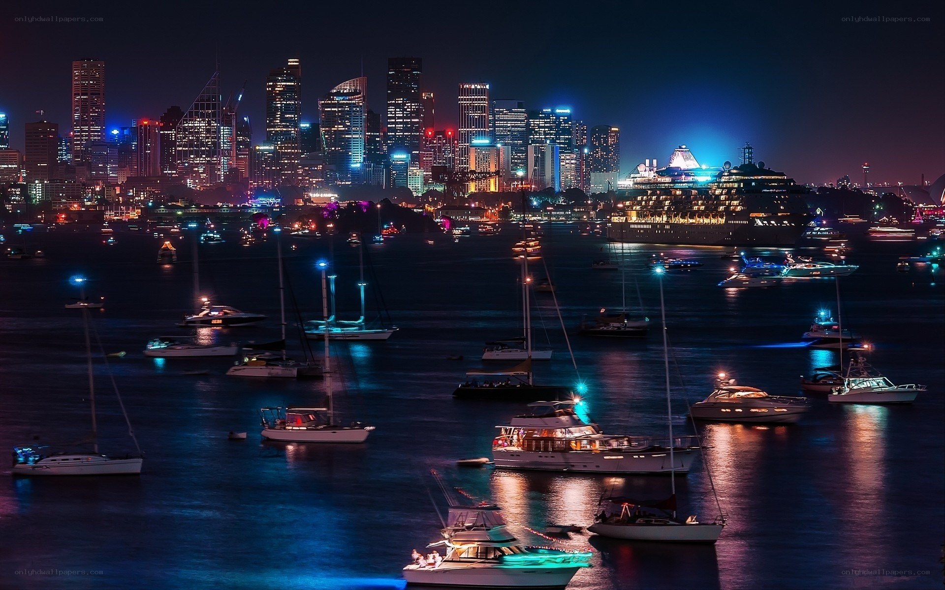 Sydney harbor at night