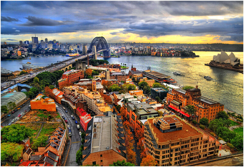 Sydney harbor at sunset