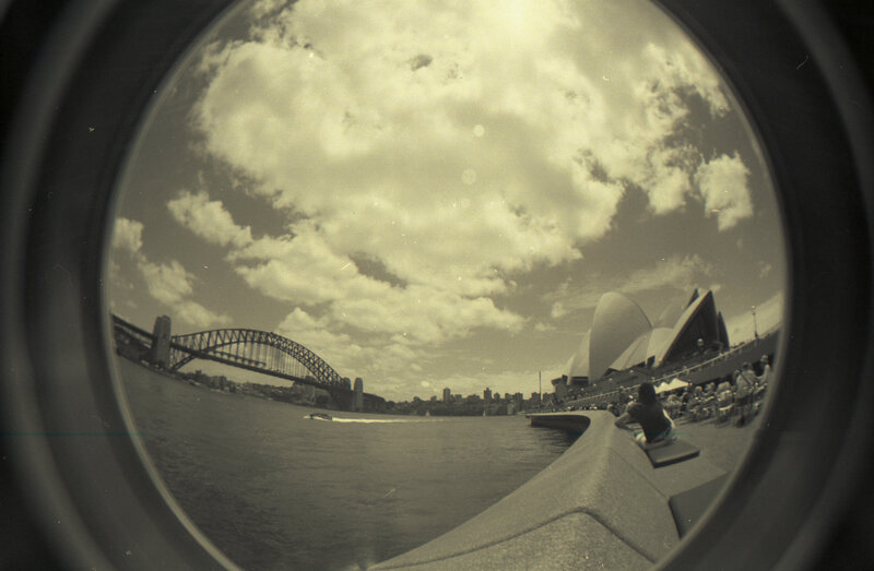 Sydney harbor view through porthole