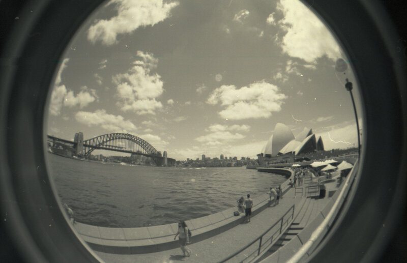 Sydney harbor view through porthole