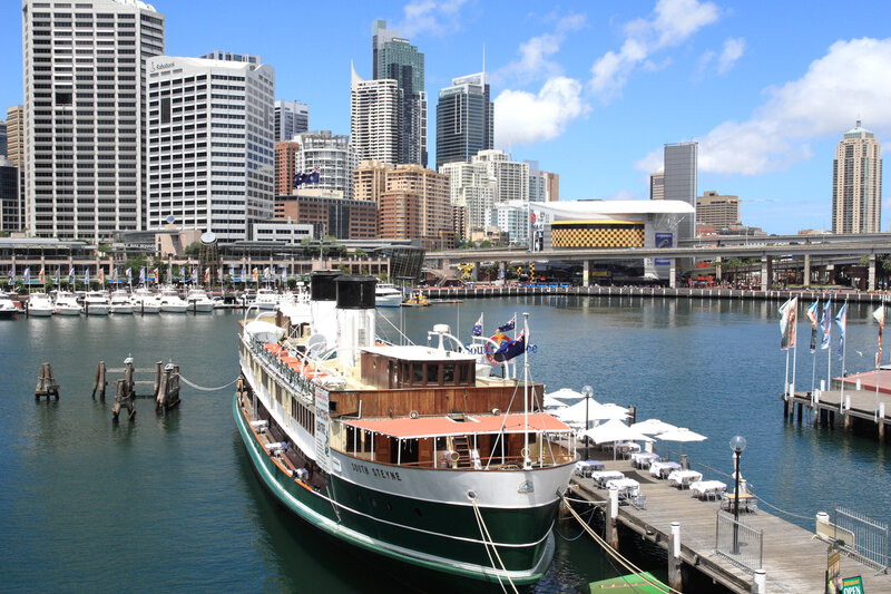 Sydney harbor with historic ferry