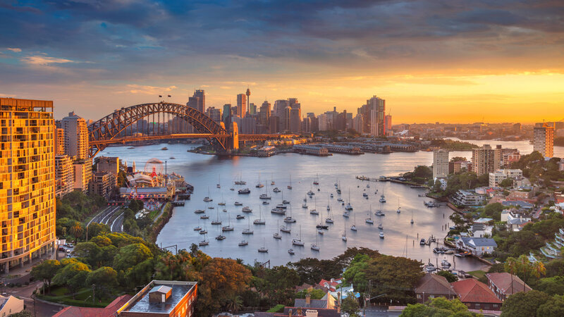 Sydney Harbour at Sunset — Orange