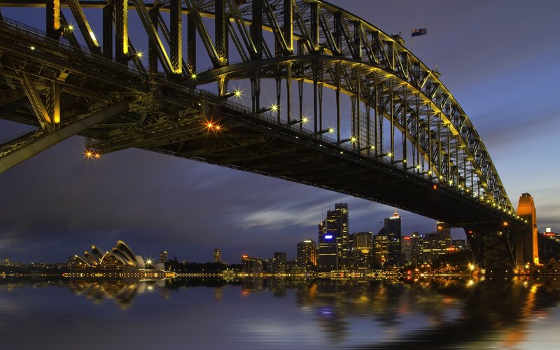 Sydney Harbour Bridge at dusk