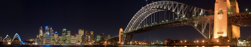 Sydney Harbour Bridge — Black, Dramatic, Night, Photograph, City Skyline