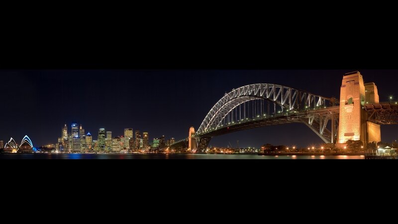 Sydney Harbour Bridge — Black, Dramatic, Night