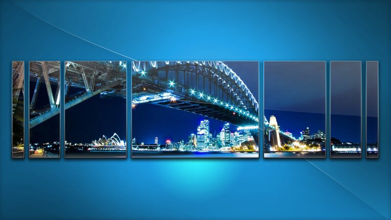 Sydney Harbour Bridge — Blue, Dramatic, Night, Photograph, City Skyline, Opera House, River