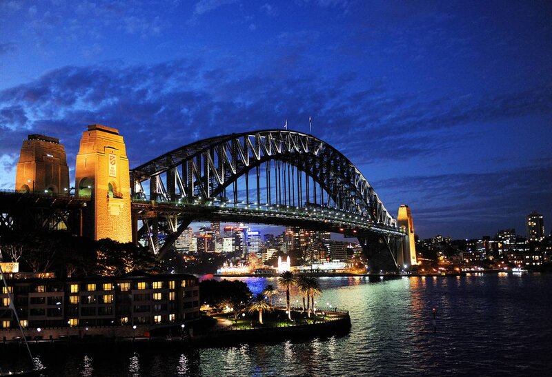 Sydney Harbour Bridge — Blue, Dramatic, Night, Photograph, City Skyline