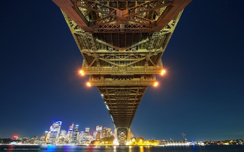 Sydney Harbour Bridge — Blue, Dramatic, Night, Photograph, City Skyline, Water, Night Sky