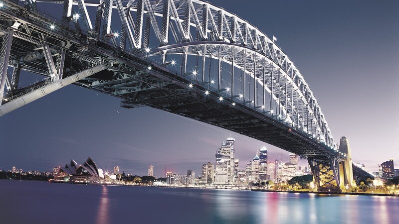 Sydney Harbour Bridge — Blue, Dramatic, Night, Photograph, Opera House