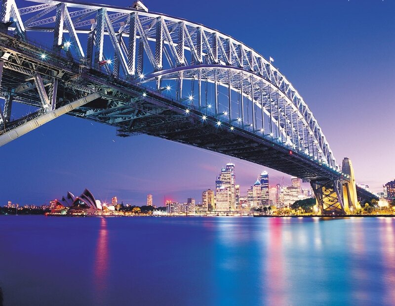 Sydney Harbour Bridge — Blue, Dramatic, Night, Photograph, Sydney Opera House