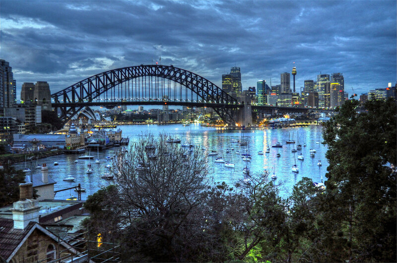 Sydney Harbour Bridge — Blue, Dramatic, Night