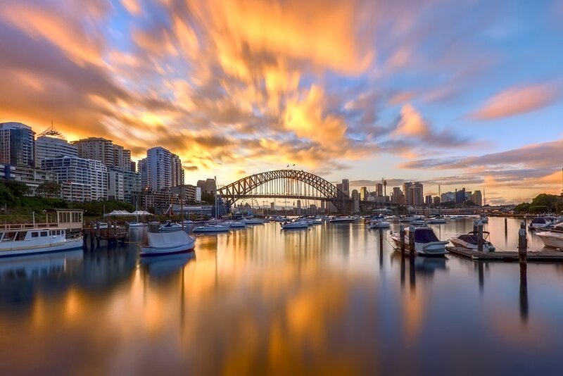 Sydney Harbour Bridge — Orange, Dramatic, Sunset, Photograph, City Skyline