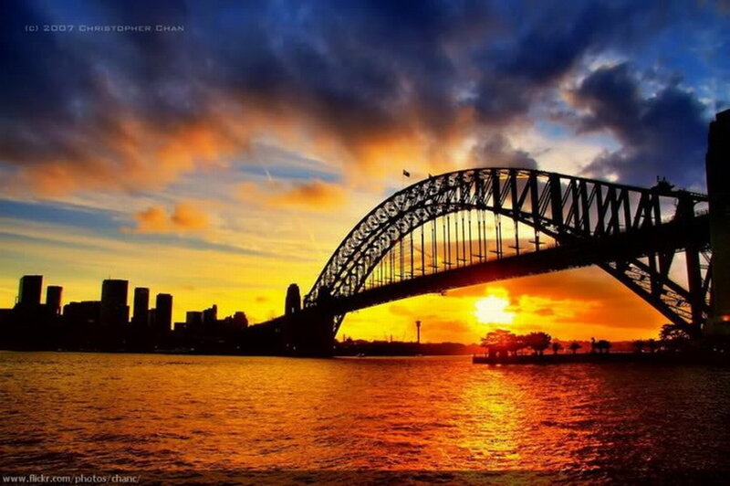 Sydney Harbour Bridge — Orange, Dramatic, Sunset