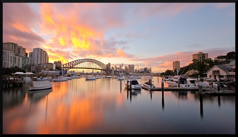 Sydney Harbour Bridge — Orange, Serene, Sunset, Photograph