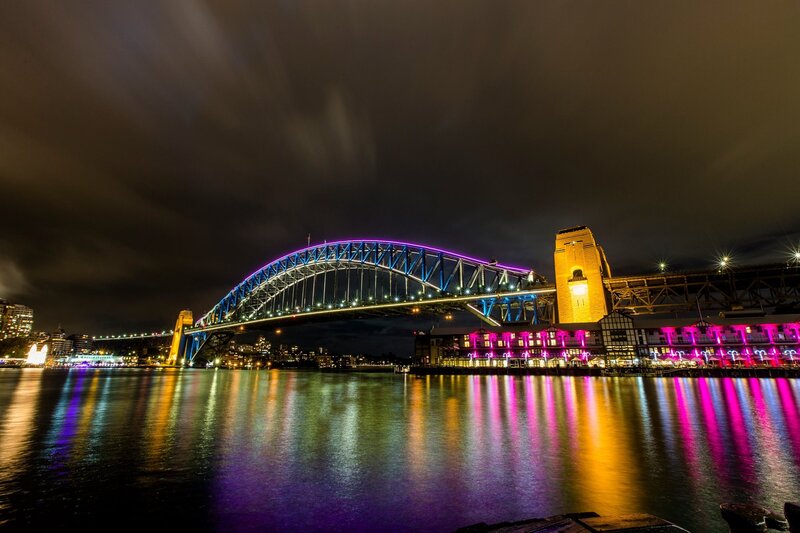 Sydney Harbour Bridge — Purple, Dramatic, Night, Photograph