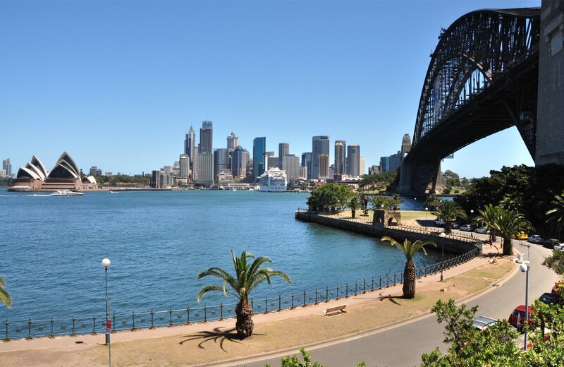 Sydney Opera House and Bridge — Blue, Serene, Afternoon