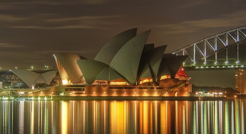 Sydney Opera House — Black, Serene, Night, Photograph
