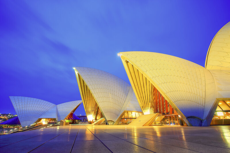 Sydney Opera House — Blue, Dramatic, Night, Photograph, Building, Sky