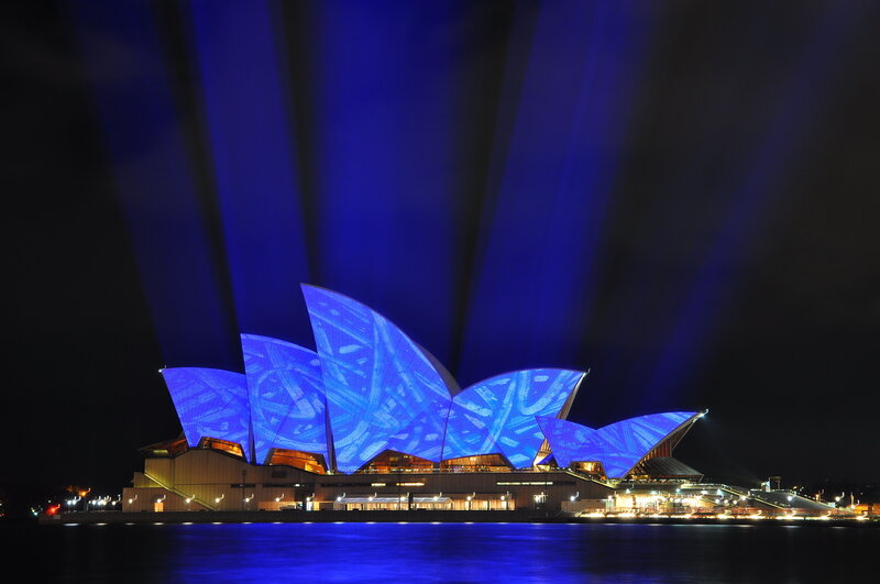 Sydney Opera House — Blue, Dramatic, Night, Photograph, Building