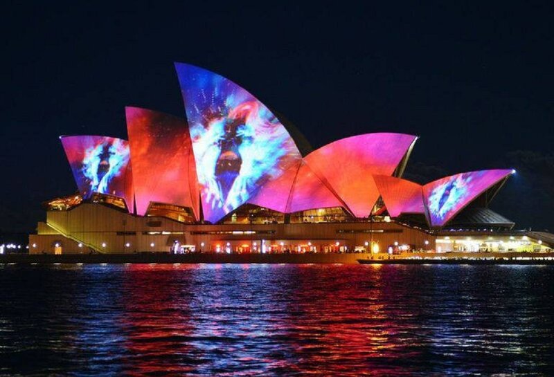Sydney Opera House — Blue, Dramatic, Night, Photograph, Building, Water