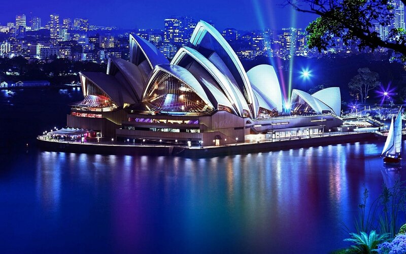 Sydney Opera House — Blue, Dramatic, Night, Photograph, City Skyline