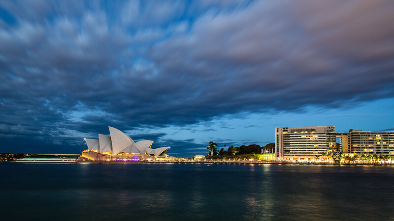 Sydney Opera House — Blue, Dramatic, Night, Photograph, Harbor