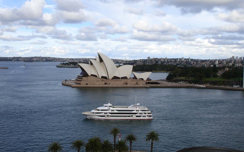 Sydney Opera House — Blue, Serene, Afternoon, Photograph, Boat