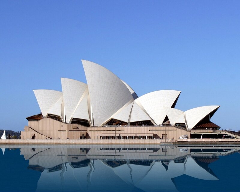 Sydney Opera House — Blue, Serene, Afternoon, Photograph, Building, Water, Sky, Reflection, White