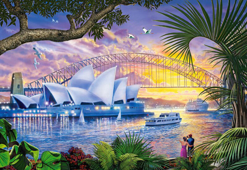 Sydney Opera House — Blue, Serene, Sunset, Illustration